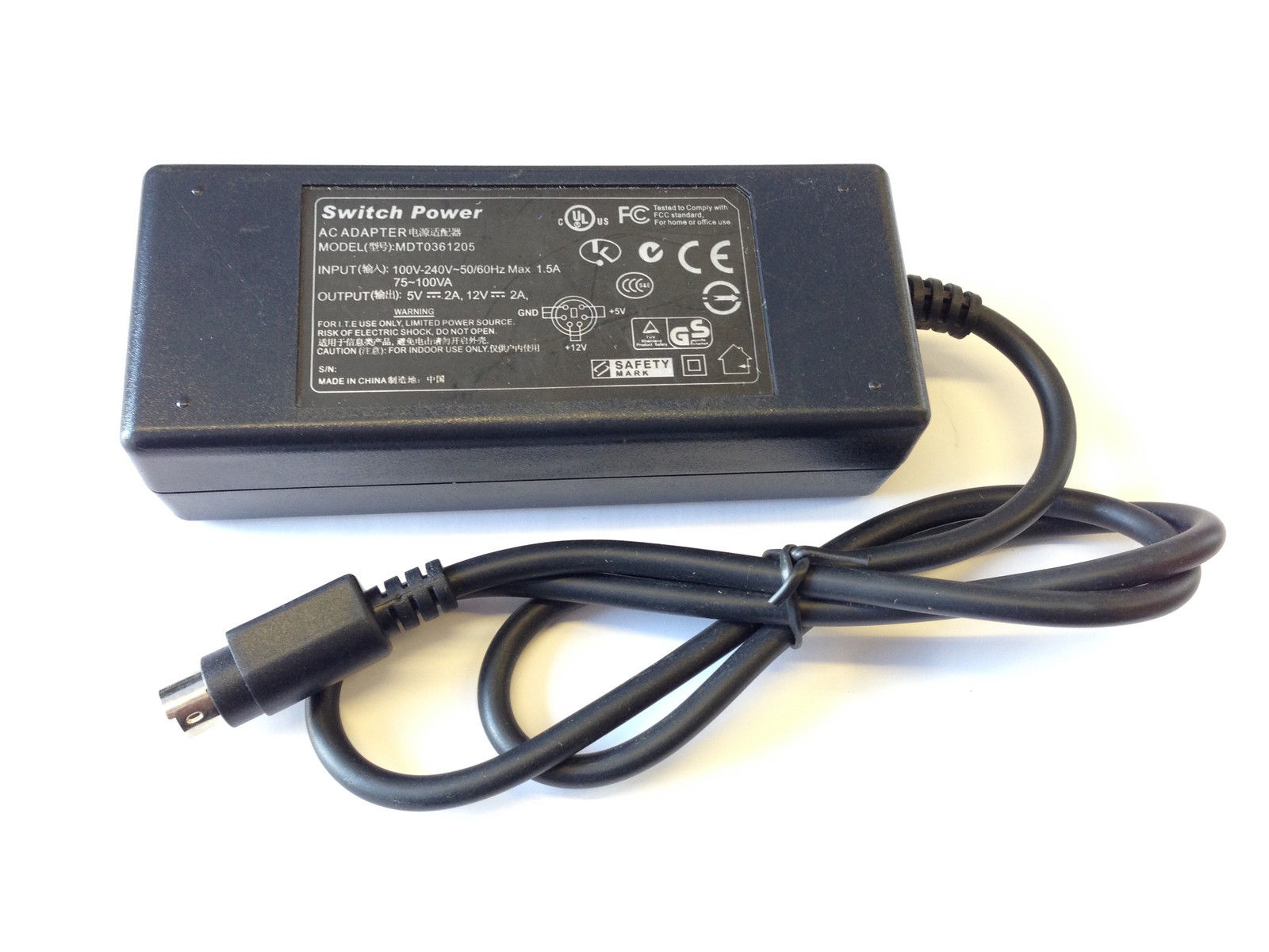 *Brand NEW*SWITCH POWER MDT0361205 POWER SUPPLY 5V 12V 2A AC ADAPTER 6 PIN - Click Image to Close